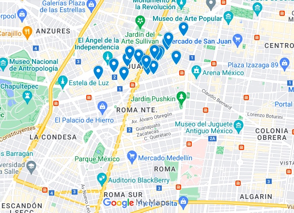 map of juarez mexico city neighborhood